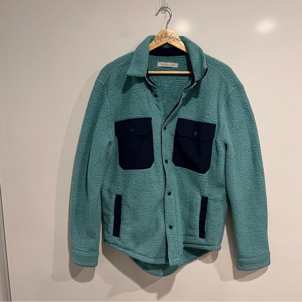 Outerknown Men’s Skyline Blue Fleece Sherpa Shirt Jacket - Picture 5 of 10